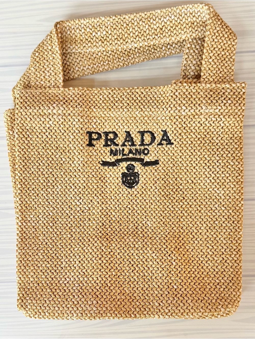 PRADA LโHomme Raffia Straw Gift With Purchase Mini Tote Bag GWP Small Cosmetic